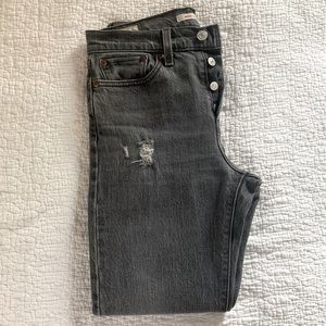 Levi’s wedgie, straight leg, distressed jeans, some stretch